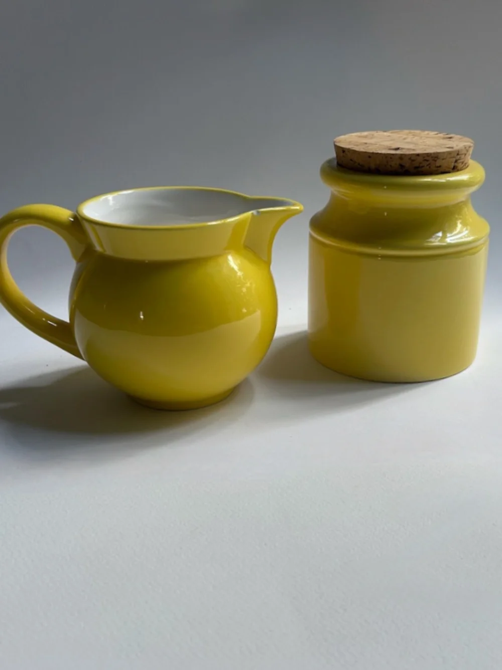 Savoir Vivre Yellow Ceramic Sugar & Creamer Set, 1980's